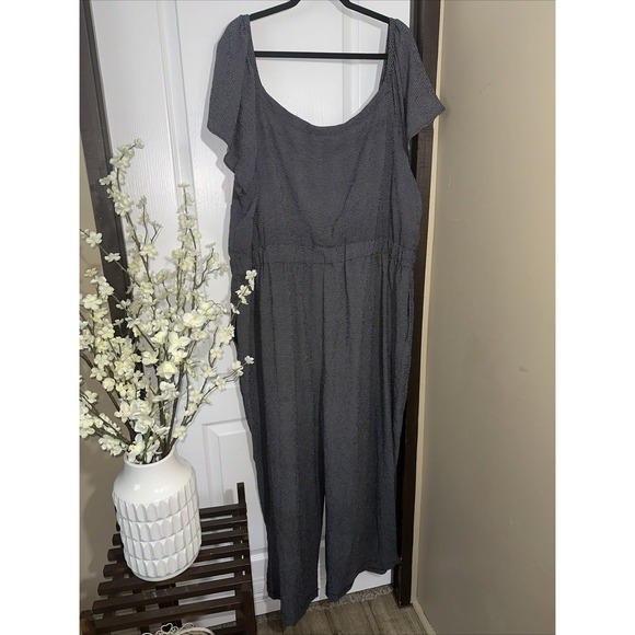 Lane Bryant Black And White‎ Cap Sleeve Utility Jumpsuit Size 24 NWT - Picture 6 of 6